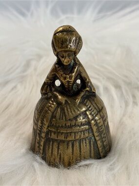 Source Unknown Brass-Tone Victorian Lady Bell Figurine